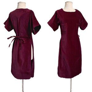 70s vintage velvet tunic top dress overlay Esprit burgundy boho hippie.